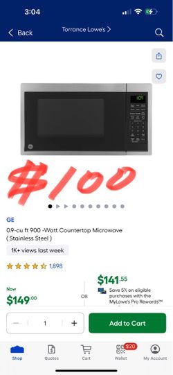 GE 0.9-cu ft 900 -Watt Countertop Microwave (Stainless Steel)