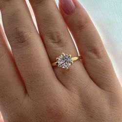 Brand New Yellow Gold Vermeil Engagement Ring With The Finest 2CT Round Simulated Diamond (size 5,6,7,8,9)