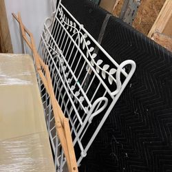 QUEEN Meal Bed Frame White 60"W X 46"H includes Headboard, Footboard and Rails