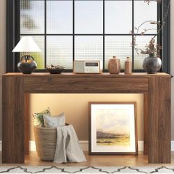 63-Inch Long Console Table, Wooden Rectangular Sofa Table Behind The Couch, Farmhouse Entryway Table for Entrance, Hallway, Living Room 