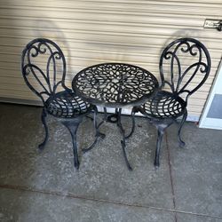 Heavy Solid Patio Set Table And 2 Chairs 