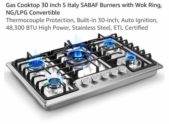 30-Inch Stainless Steel 5-Burner Gas Cooktop