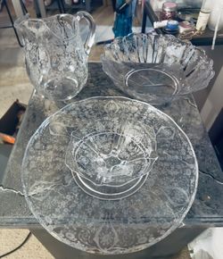Cambridge Glass Elegant Etched Rose Point Set