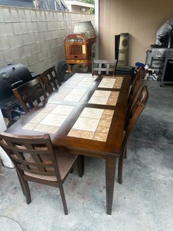 Wooden Dining Table w/ Six Chairs