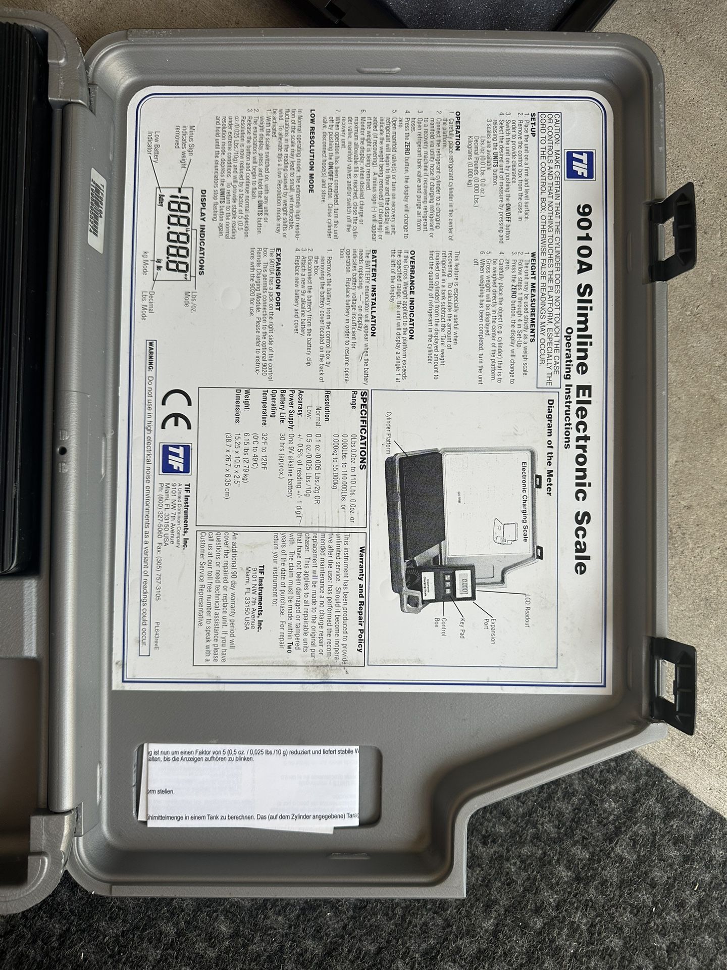 TIF Digital Liquid Refrigeration Scale
