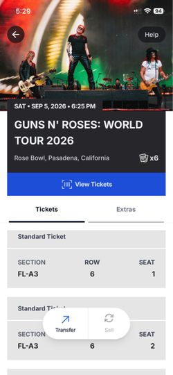 Guns N' Roses Guns N' Roses World Tour Saturday September 5th