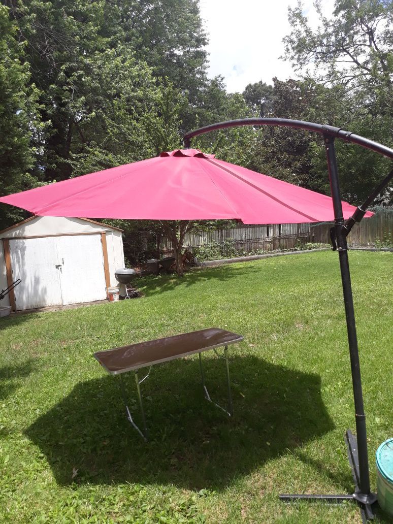Offset-umbrella large outdoor adjustable parasol W/cantileve base stand best sun Uv protection for gardon,patio,lawn,beach,backyard,pool,10ft