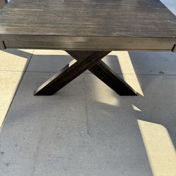Dark Wood Dining Table And Bench 