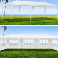 10x30 Outdoor Canopy Tent with 8 Removable Sidewalls, Waterproof Party Tent Gazebo, Outdoor Canopy for Parties, Weddings & Gatherings, White