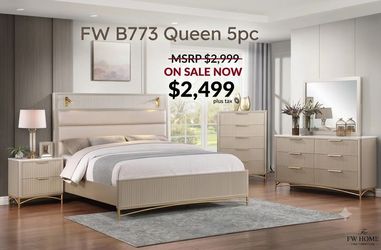 New Queen modern design FWB773 model 5pc bedroom set special
