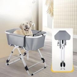 Elevated Portable Dog Bathtub, 5 Height Adjustable Dog Washing Station for Pet Shower and Grooming