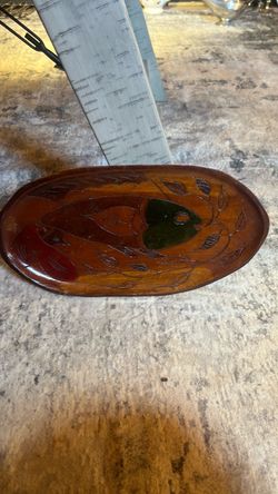 Hand-Carved Wooden Oval Decorative Tray