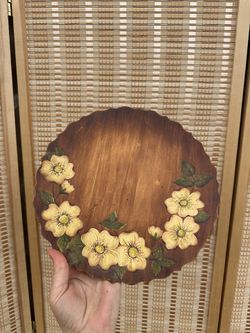 Hand-Painted Wooden Decorative Plate