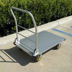 New In Box 1600 Lbs Capacity Commercial Grade 3x2 Feet Platform Foldable Flatbed Push Cart Dolly Heavy Duty Wheels 