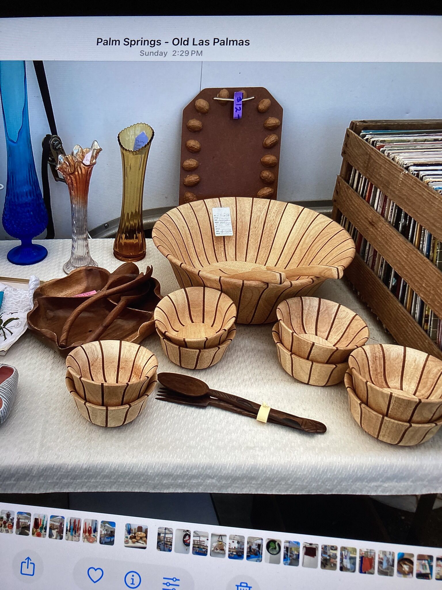 Dansk Large Wood Salad Set —— 16” Salad Bowl With Six Inch