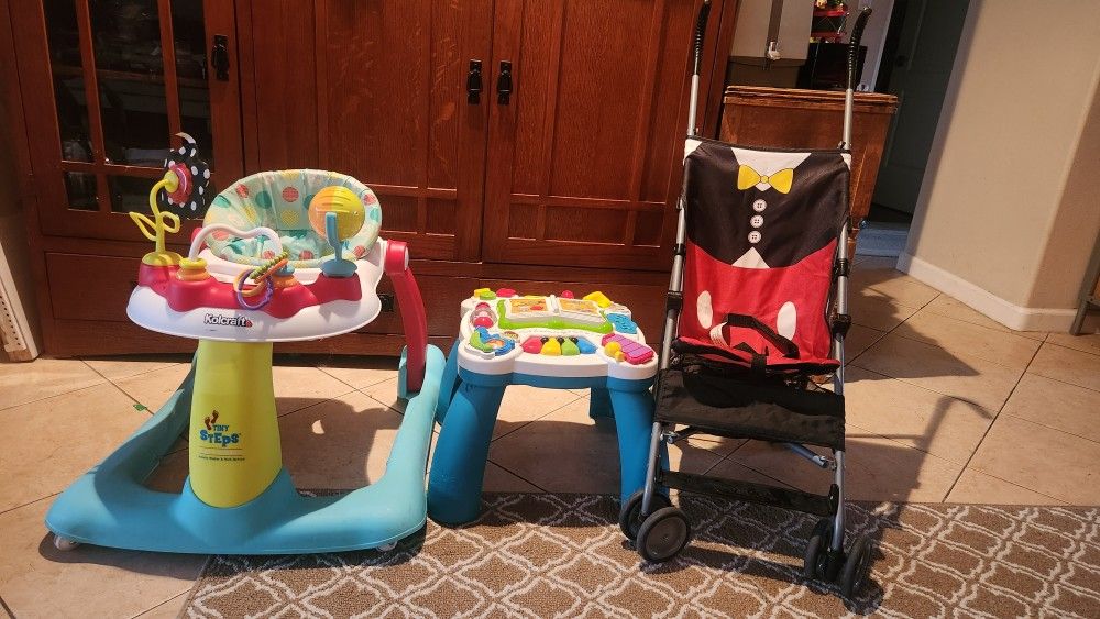 Baby Walker, Stroller. And Teaching Play Station.