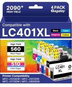 LC401XL Compatible Ink Cartridges 4-Pack (Black, Cyan, Magenta, Yellow)