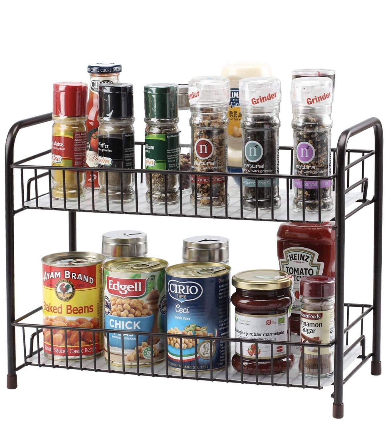 Spice Rack Organizer for Countertop 2 Tier Counter Shelf Standing Holder Storage for Kitchen Cabinet