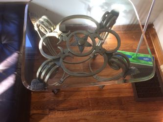 2 glass end tables