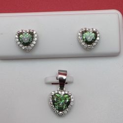 Heart Moissanite Set | Rhodium-Plated Solid 925 Silver | 4.00 CTW