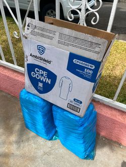 AMBISHIELD CPG60BEW 60″ BLUE 1.75 MIL CPE GOWN WITH ELASTIC WRISTS 100 50/BAG, 2 BAGS/CS