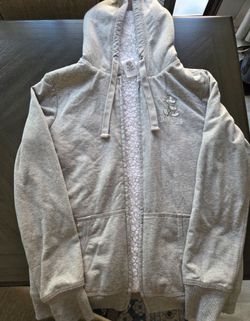 Disneyland Resort Gray Mickey Mouse Sherpa Zip-Up Hoodie - Size S (Like New)