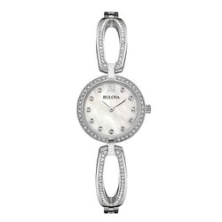 Ladies' Bulova Crystal Accent Watch with Mother-of-Pearl Dial (Model: 96L223)