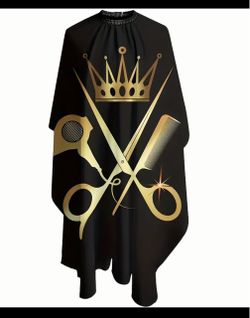Professional Barber Cape with Gold Crown Logo