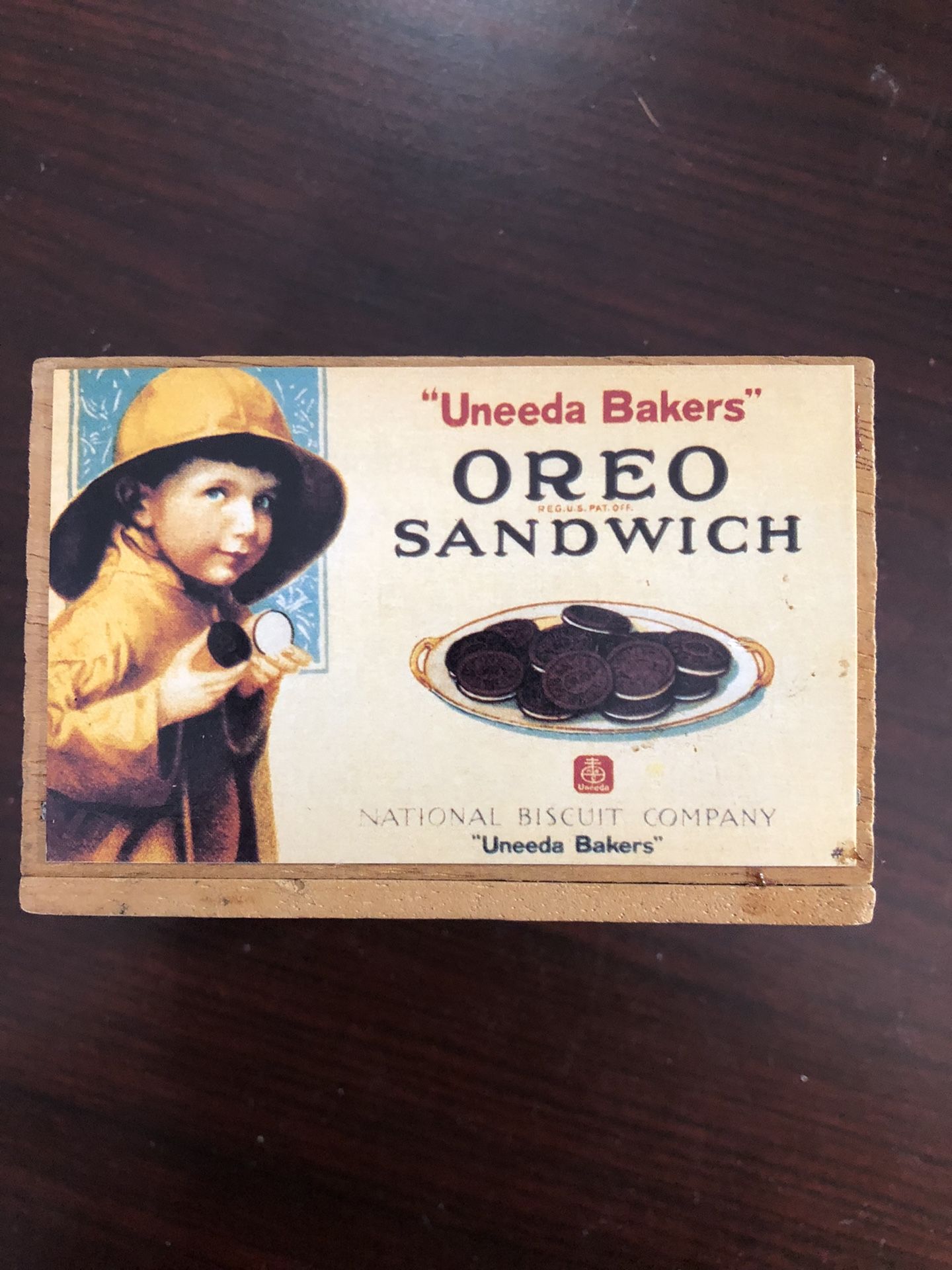 Vintage National Biscuit Company Wooded Pencil Holder