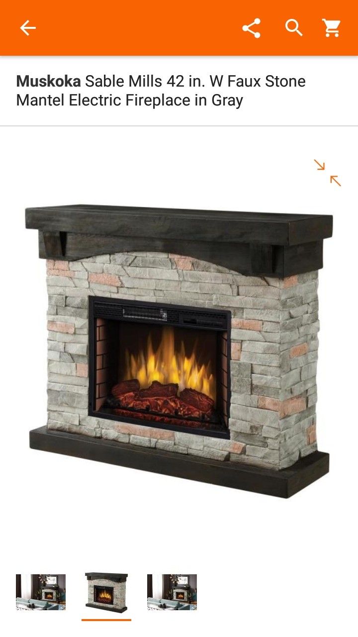New in box 42in Electric fire place w faux stone