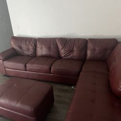 Red Leather Sofa 