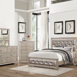 Angel King / Queen Bedroom Set 5pc ( Bed, Dresser, Mirror, Chest, And Night Stand) - Delivery And Financing Available 
