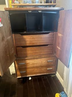 MCM BASSETT WALNUT GENTLEMAN'S CHEST ARMOIRE