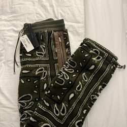 Amiri Dark Green Bandana Print Sweatpants 