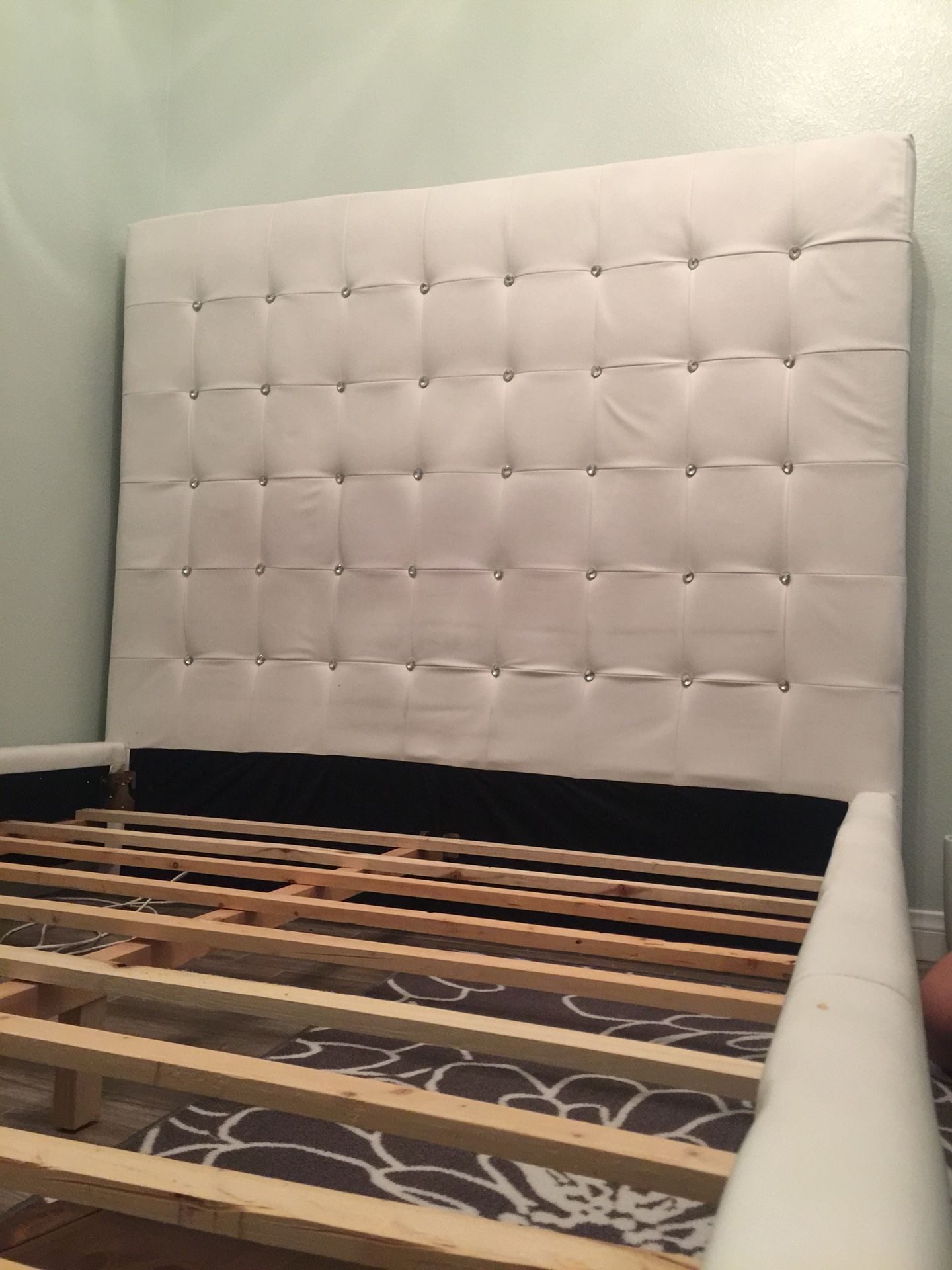 White Rhinestone Crystal Bed Frame and Headboard