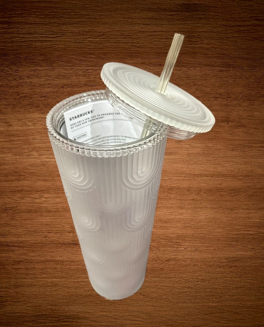 Starbucks white pearl shell mermaid siren scales cold cup 16 on. tumbler. New. Acrylic. 