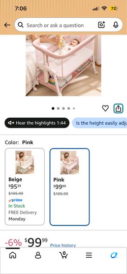 Baby bassinet pink