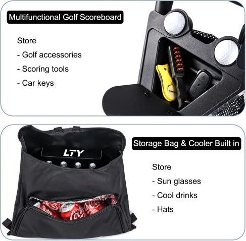 Golf Push Cart, Folding Golf cart with Cooler Bag, Adjustable