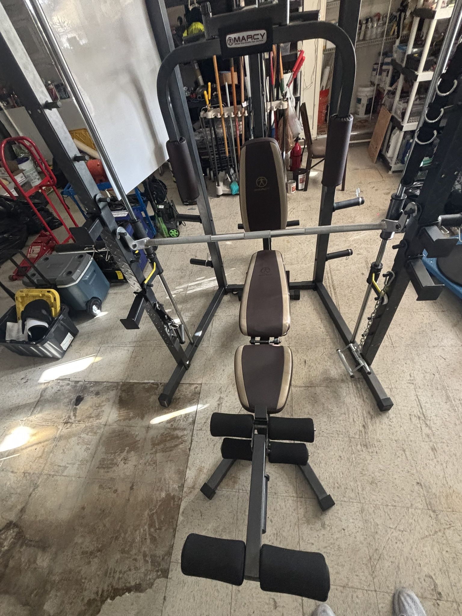 Marcy MD-9010G Smith Machine/Cage System Home Gym Fitness Weight Training 