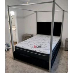 Labor Day Sale ! Queen  / King Size Canopy Bed Frame - Mattress Sold Separately 