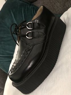 T.U.K. Black leather