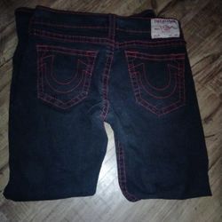Red And Black True Religion Jeans 