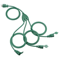 DEWENWILS Outdoor Extension Cords for Outside 4+3+3+3 FT, Extension Cord Multiple 3 Outlets with Safety Cover 16 AWG SJTW ETL Listed