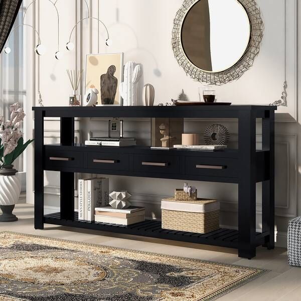 NEW. Black Console Table Kitchen Sideboard Sofa Table with Storage Space