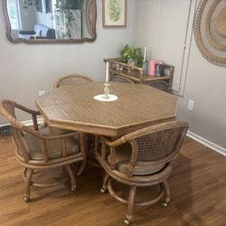 Vintage Clark Casual Furniture Rattan Dining Table 