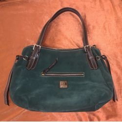 Dooney & Bourke Green Suede Hobo Shoulder Bag