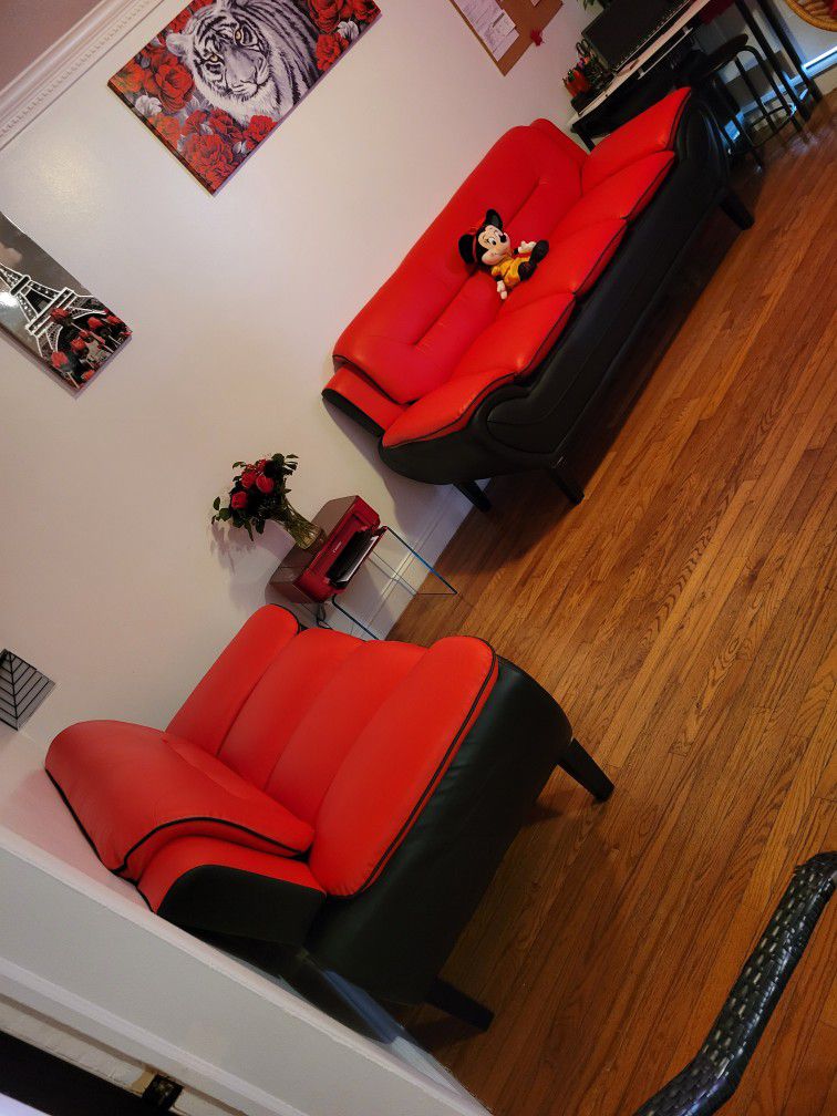 Red & Black Leather Couches