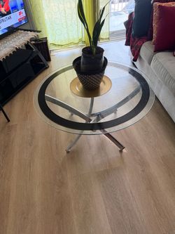 Glass/ silver coffee table
