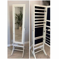 64 in. Standing Mirror Jewelry Cabinet
