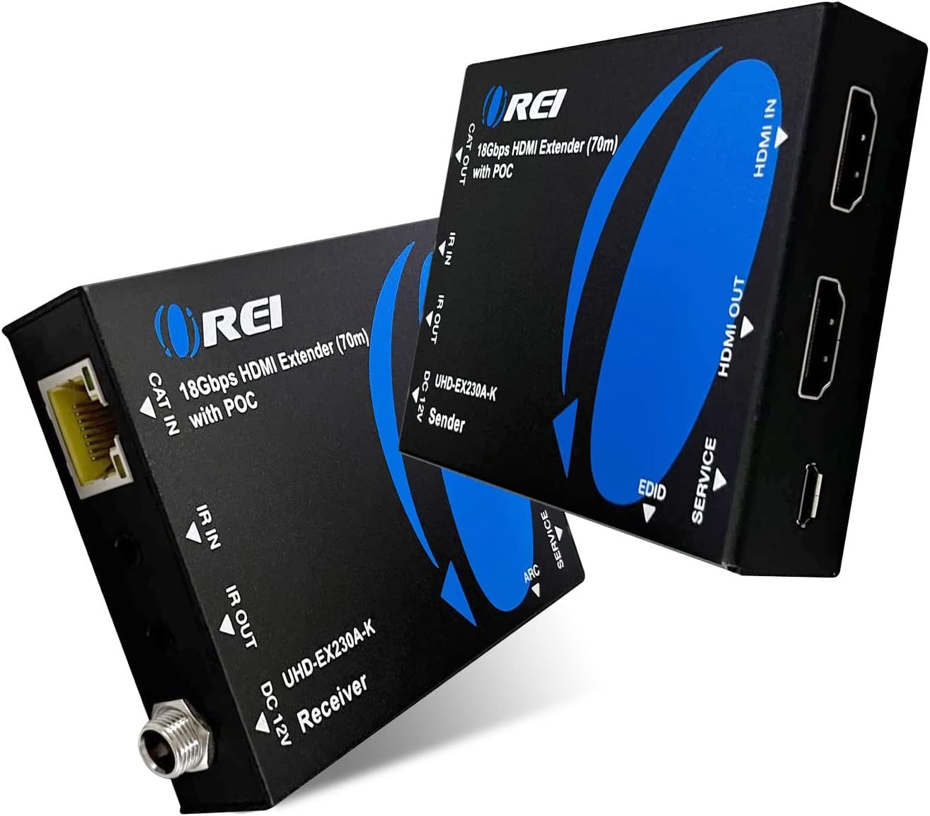 OREI 4K HDMI Extender Over Ethernet, Extender Balun Over Cat6/Cat7 with Audio Extractor Optical IR up to 230 Feet - Loop Out - 4K@60hz Full UltraHD Si